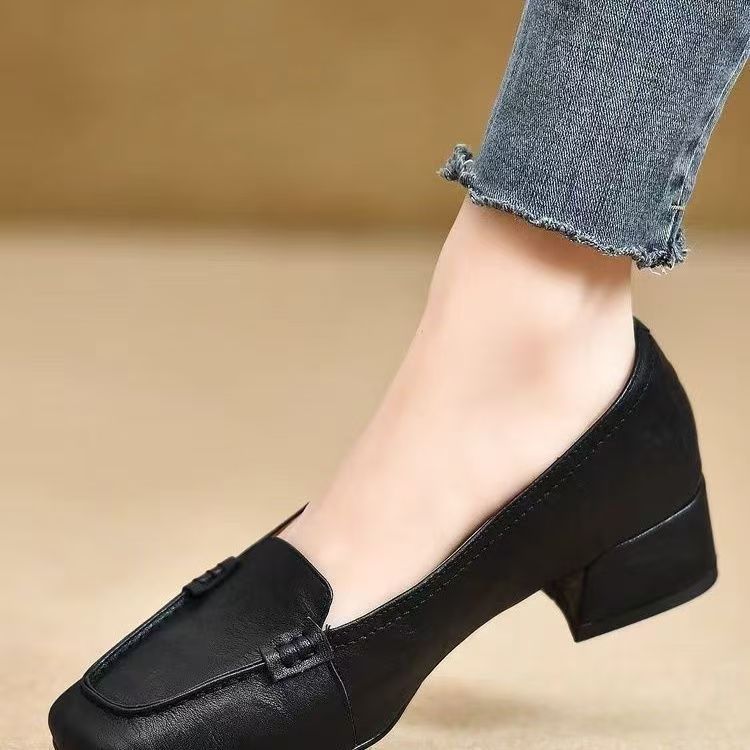 Retro Genuine French Mid British Style Leather Shoes