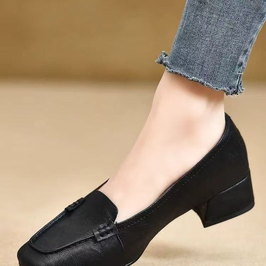 Retro Genuine French Mid British Style Leather Shoes