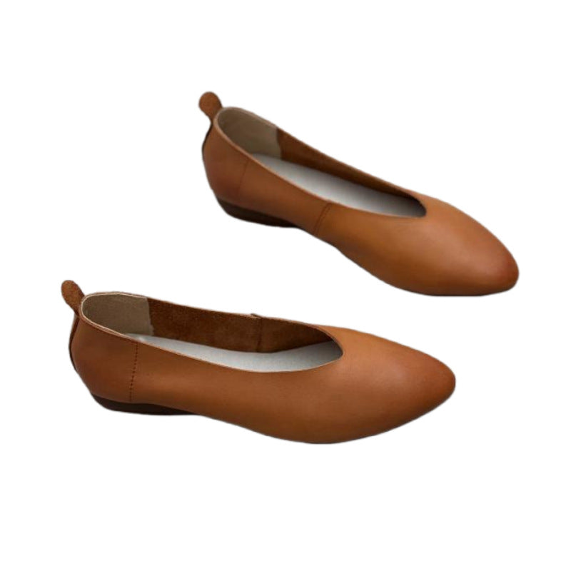 Women's Pointed Toe Low-cut Simple Flat Versatile Women's Casual Shoes