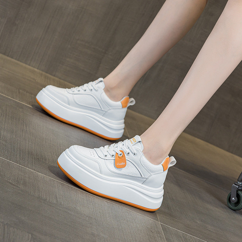 Women's Spring Hidden Platform White Wedge Fashion Small Women's Casual Shoes