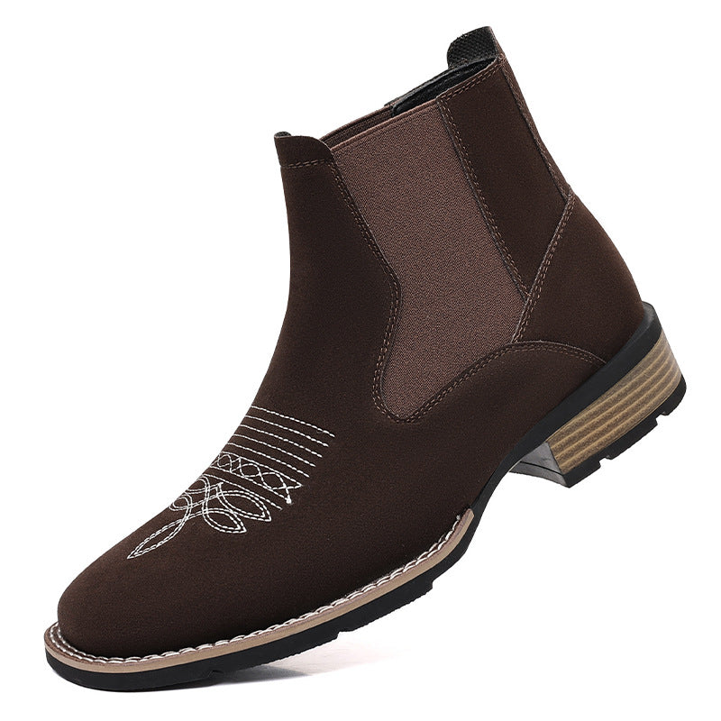 Men's Creative Embroidered Slip-on Chelsea Martin Boots