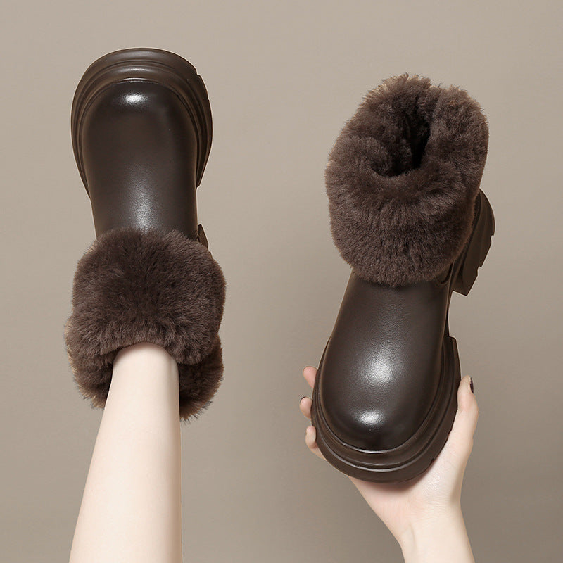 Women's Thick-soled Fur Integrated Martin Soft Bottom Snow Boots