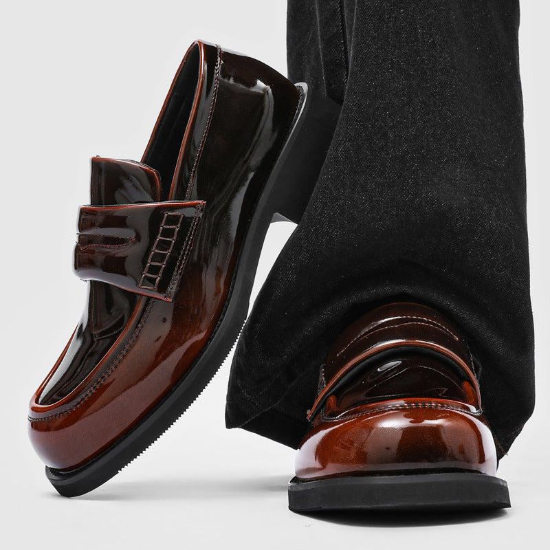 Men's Toe Green One Pedal Business Formal Wear Patent Loafers