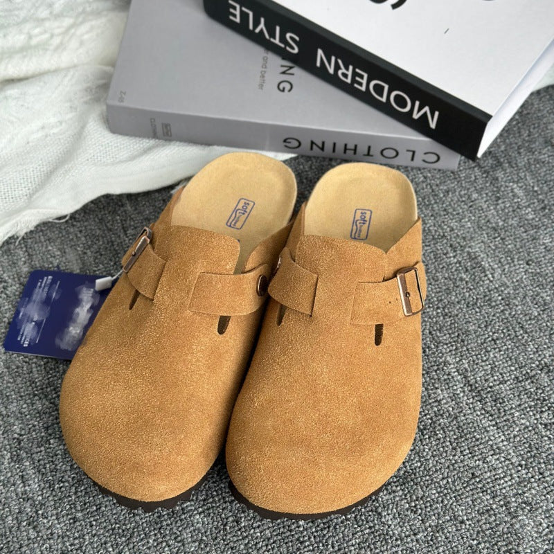 Women's Ma Liao Half Toe Box Soft Bottom Height Increasing Slip-on Men's Shoes