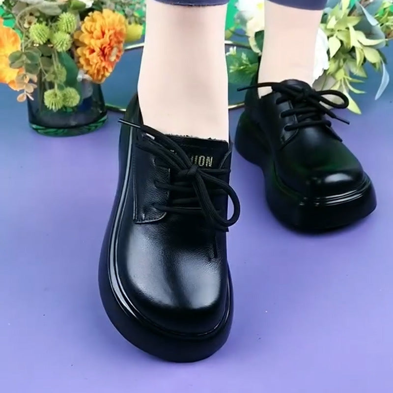 Women's Genuine Pumps Round Toe Platform Muffin Women's Casual Shoes
