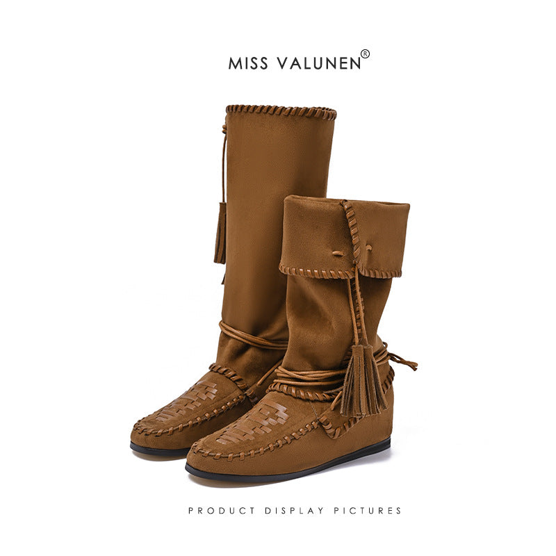 Boxing Slimming Relaxed Western Cowboy Flat Boots