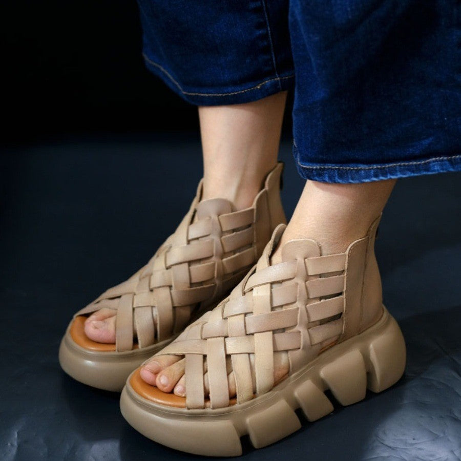 Women's High-quality Soft Roman Summer Woven High Heels