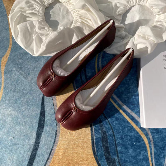 Women's Pleated Flat Round Toe Trotter Horseshoe Women's Fashion Shoes