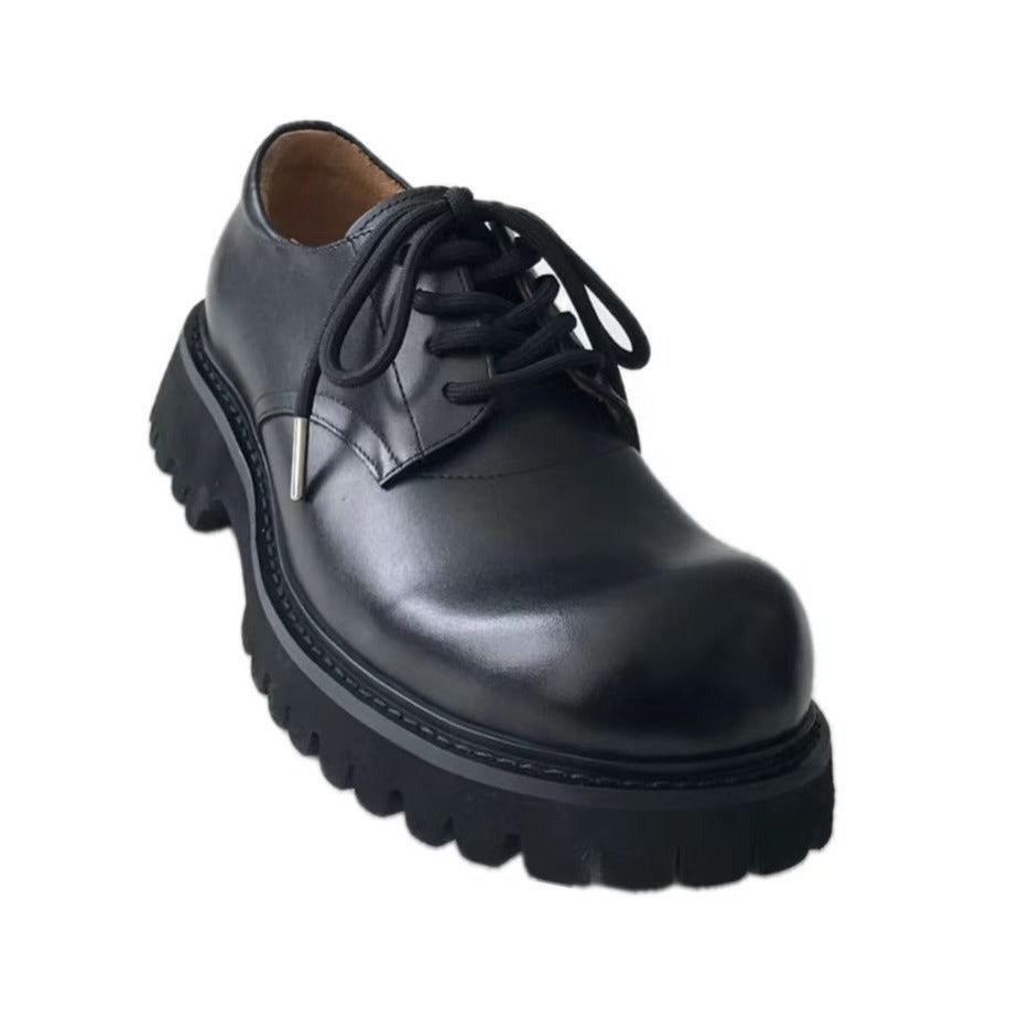 First Layer Cowhide Paris Mickey Big Head Commuter Platform Leather Shoes