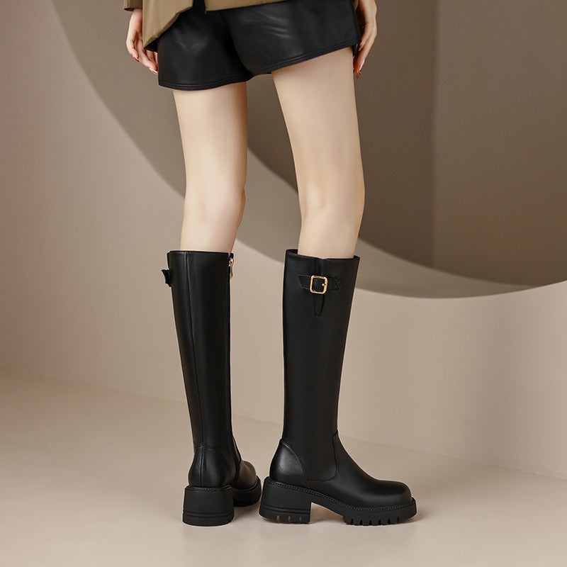 Women's British Style Knight High Side Zipper Boots