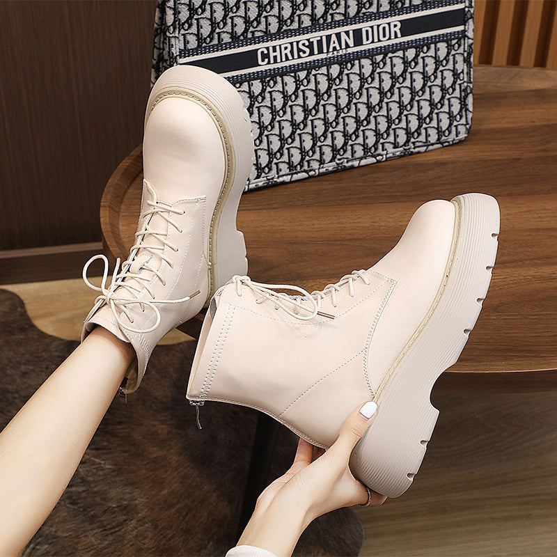 Women's Fashion Platform Martin Plus Veet Stretch Ankle Size Women's Leather Boots