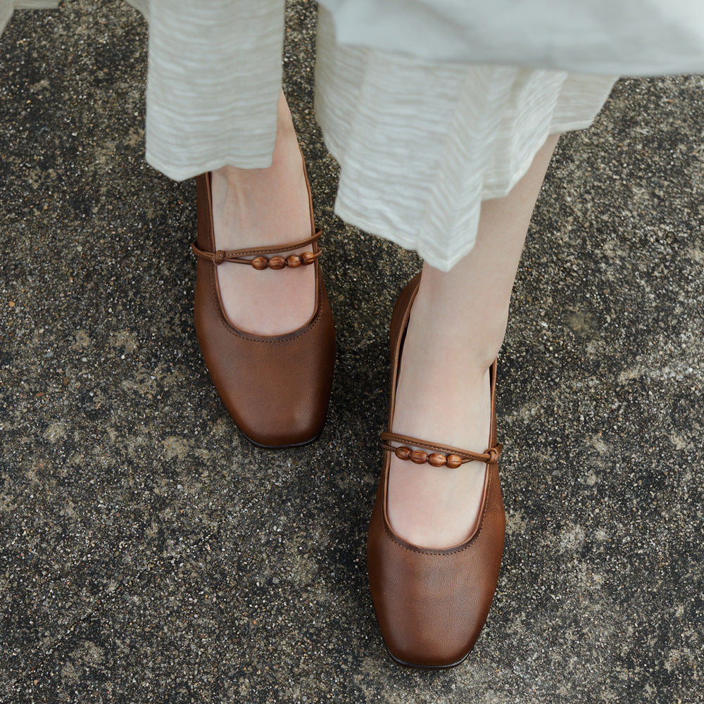 Women's Band Flat Spring Authentic British Style Square Toe Slip-on Stylish Women's Casual Shoes