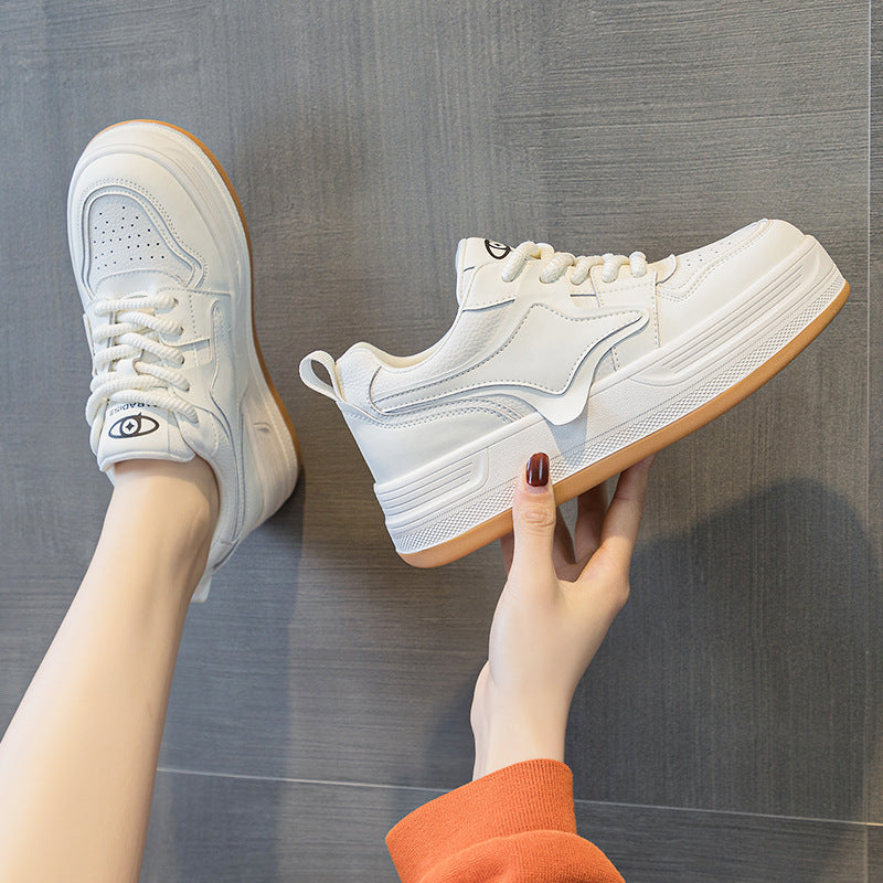 Women's White Platform Muffin Small Sports Clunky Casual Shoes