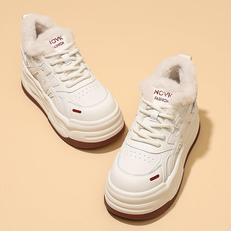 Women's Height Increasing Polyurethane Light White Fashion Breathable Versatile Women's Casual Shoes