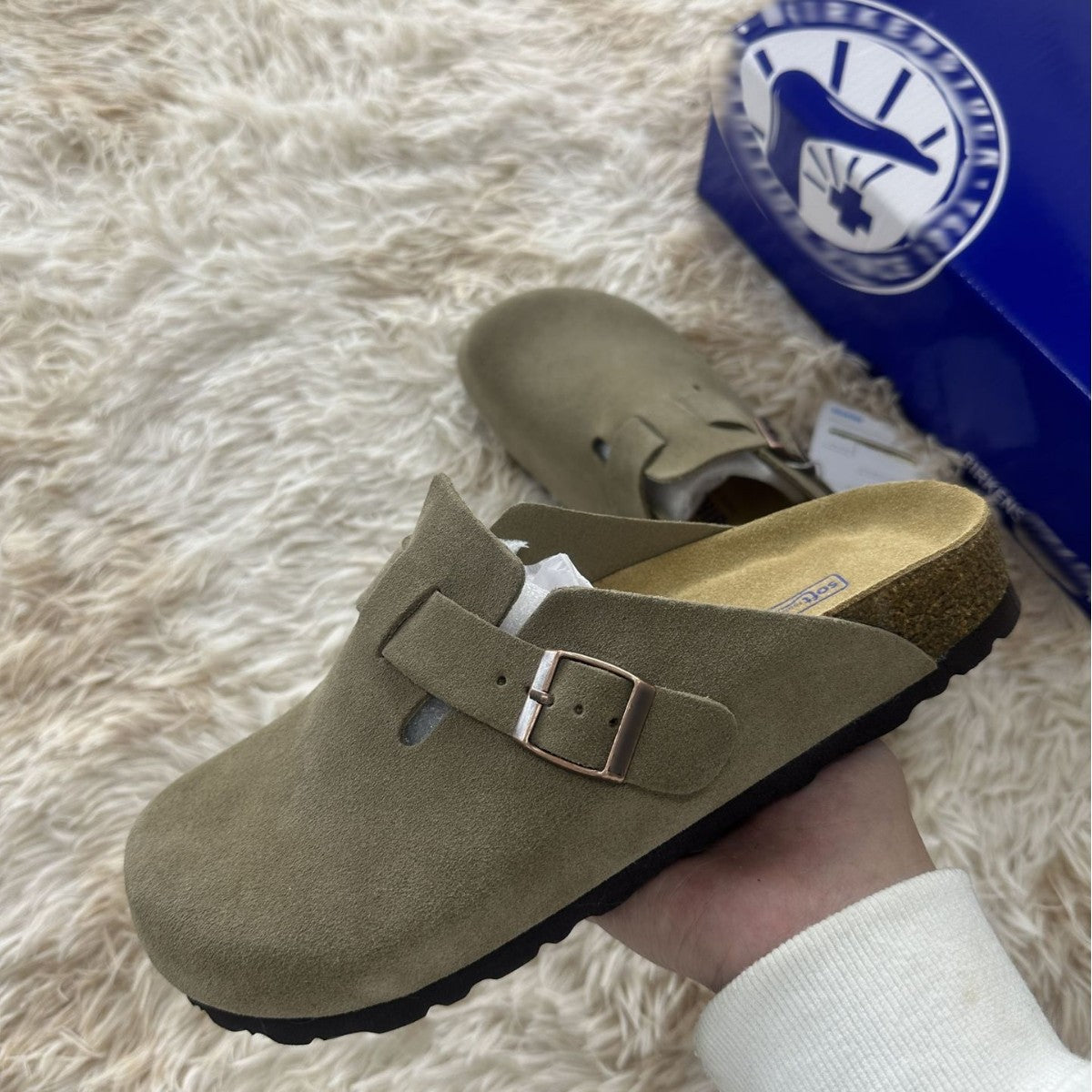 Women's & Men's Half Toe Cap Cork Sole Genuine Thick Slippers