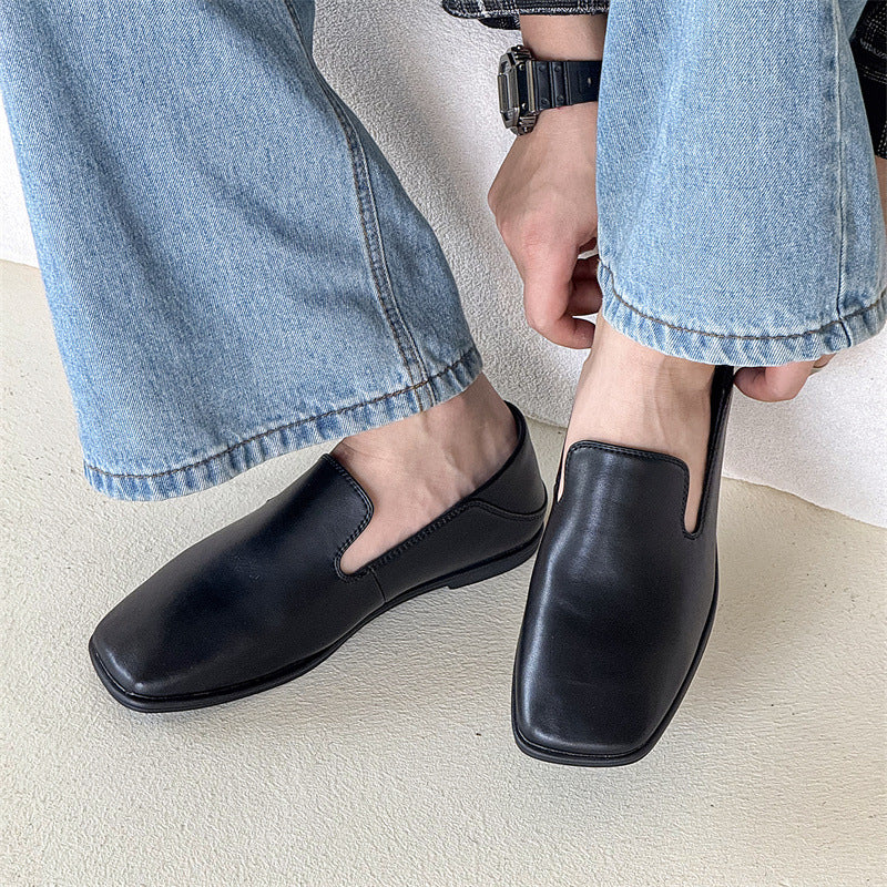 Women's & Men's Commuter Fashionable Flat Derby Blue Brown Men's Casual Leather Shoes