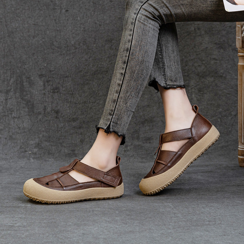 Women's Authentic Toe Box Hollow Retro Platform Sandals