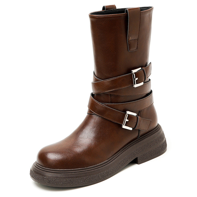Women's Riding Brown Slimming Martin Western Style Boots