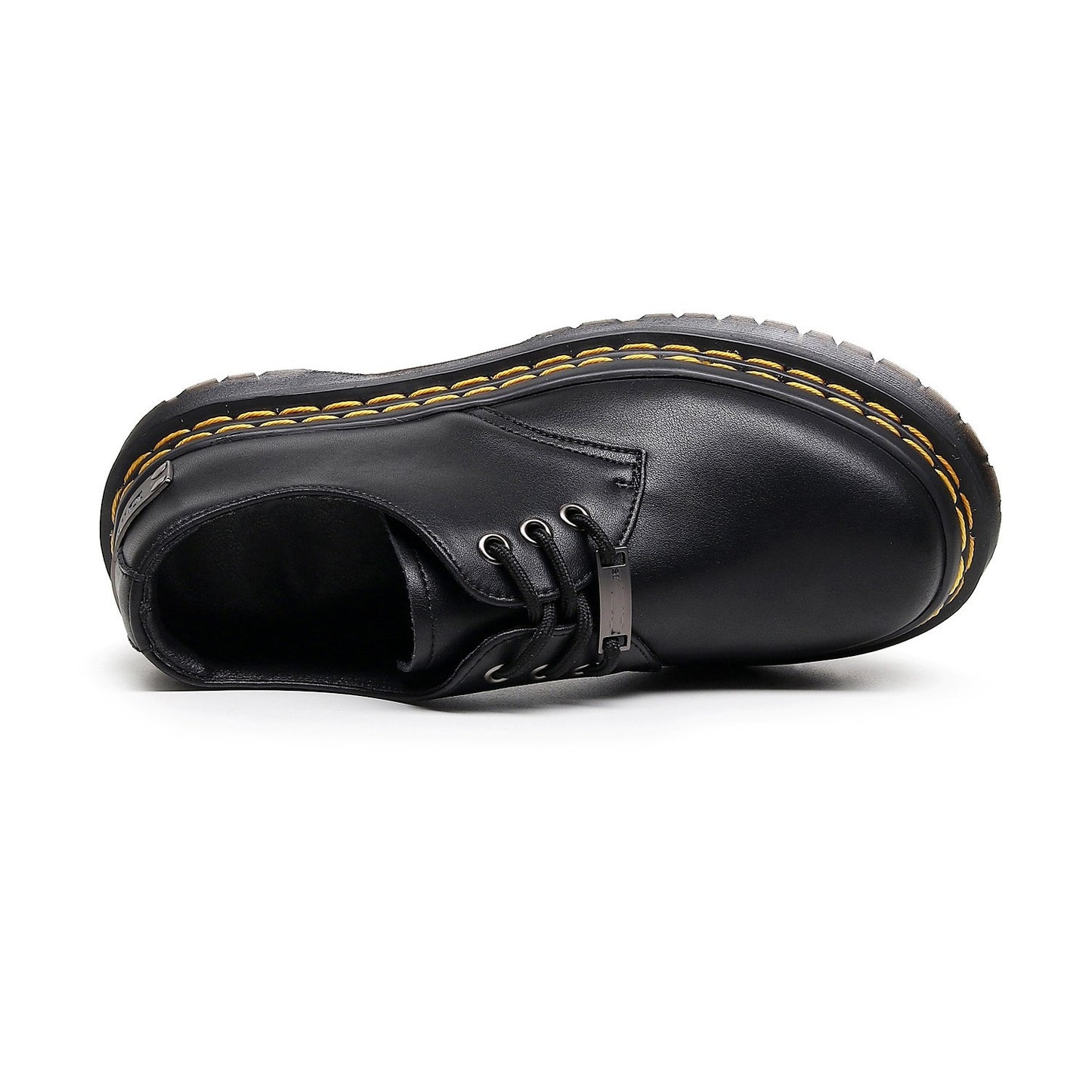 Women's Double Stitching Platform Martin Nameplate Steel Label Leather Shoes