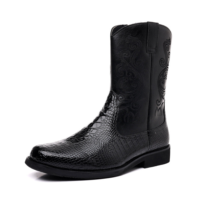 Men's Western Cowboy Trendy Fashion Vintage Zipper Boots
