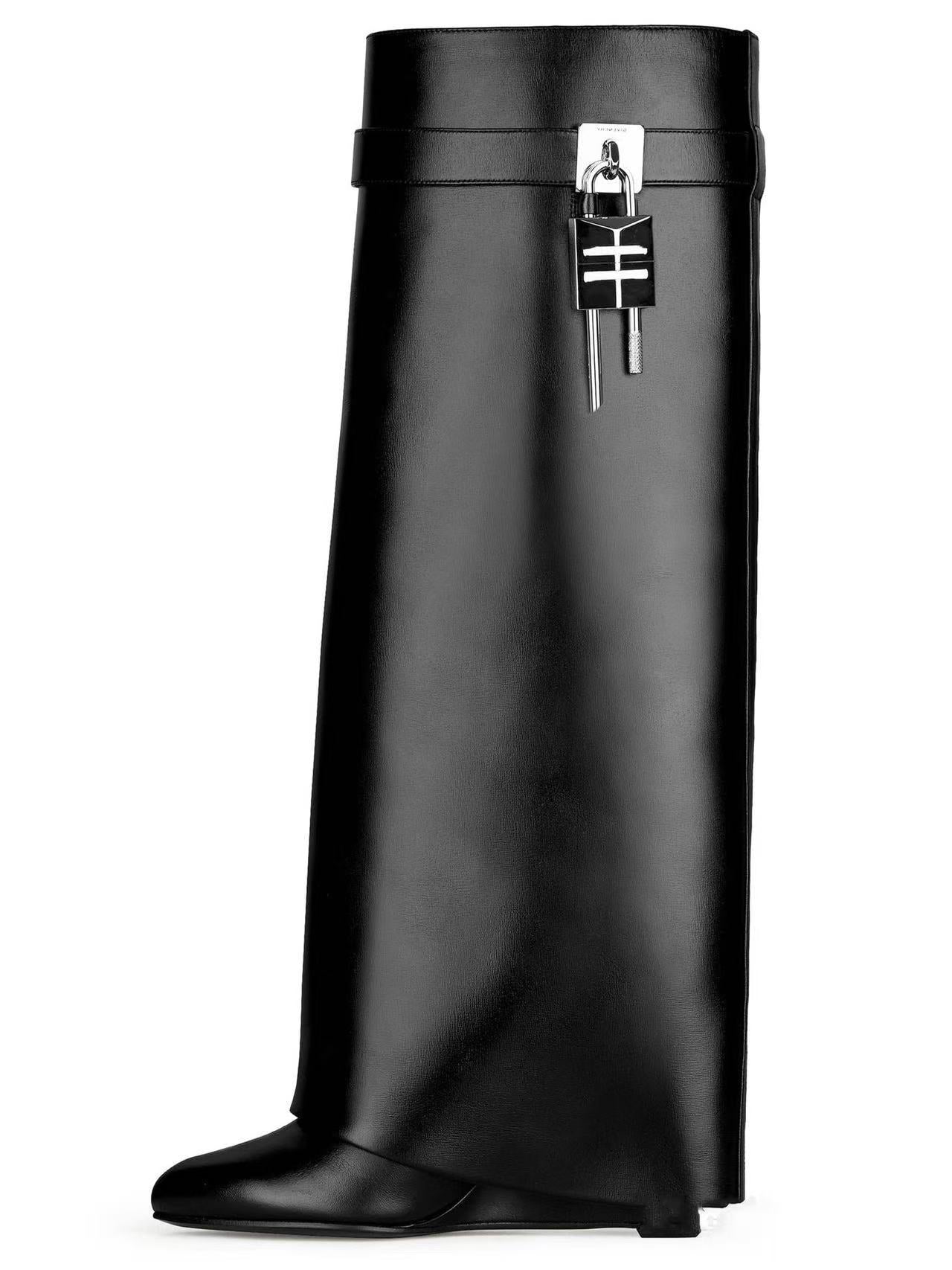Large Tube Circumference Round Head Long Canister Metal Lock Catch Women's Leather Boots