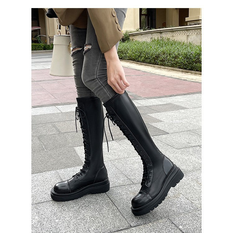 Women's Widened Below The Knee Strap Springy Thigh Boots
