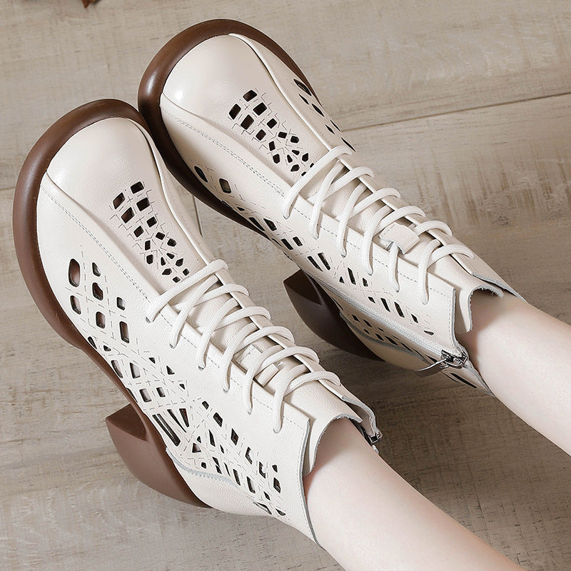 First Layer Cowhide Summer Martin Female Boots