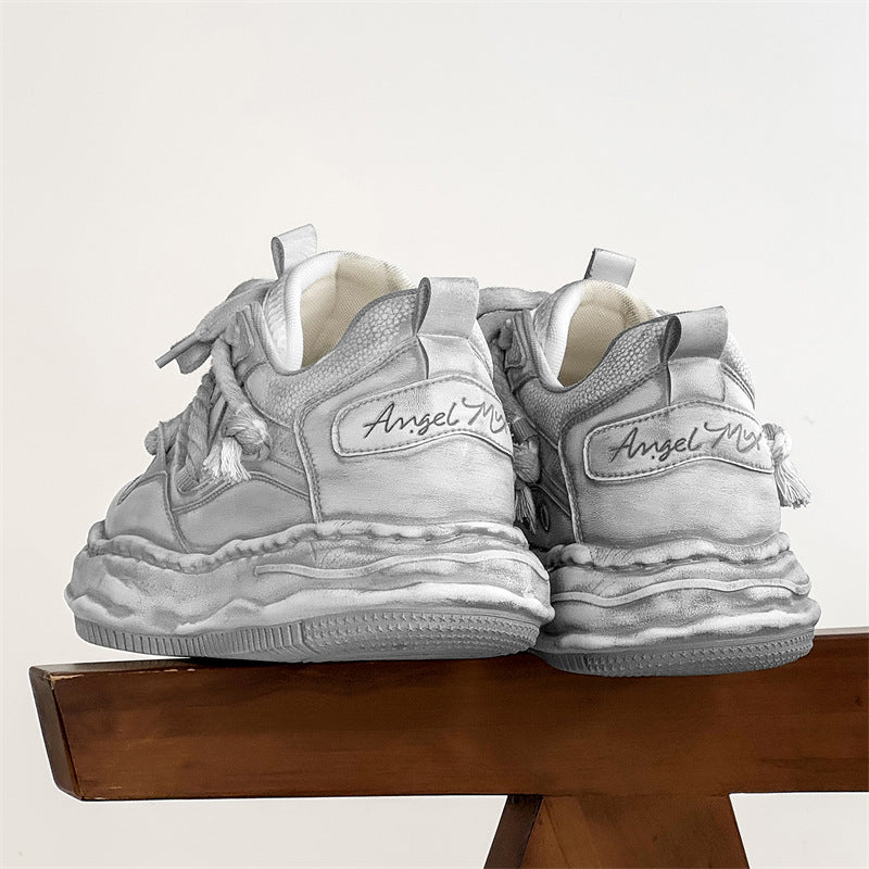 Men's Dissoed Couple Trendy Thick Bottom Invisible Height Increasing Niche Old Men's Shoes