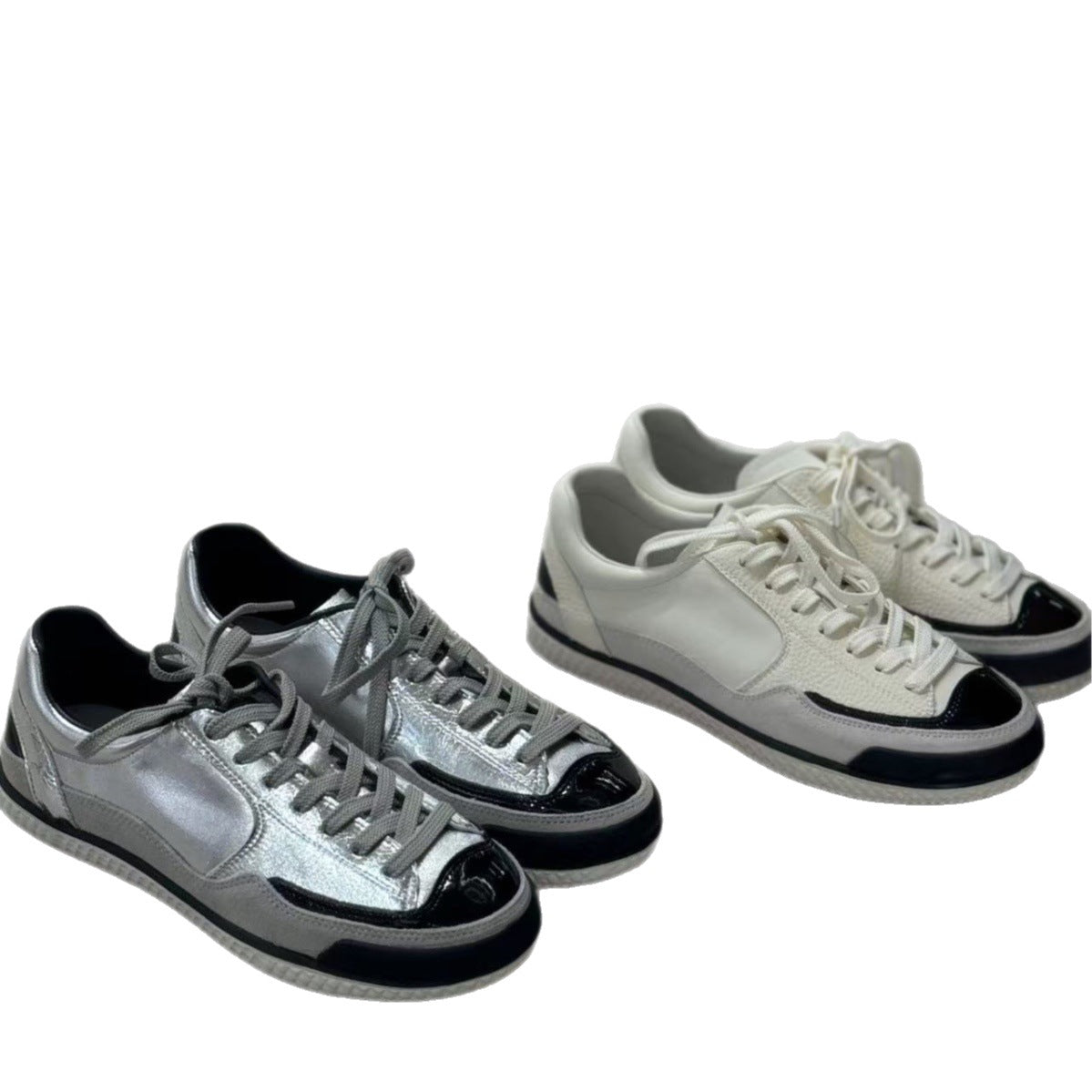 Tea Classic Style Black Panda Color Matching Genuine Women's Casual Shoes