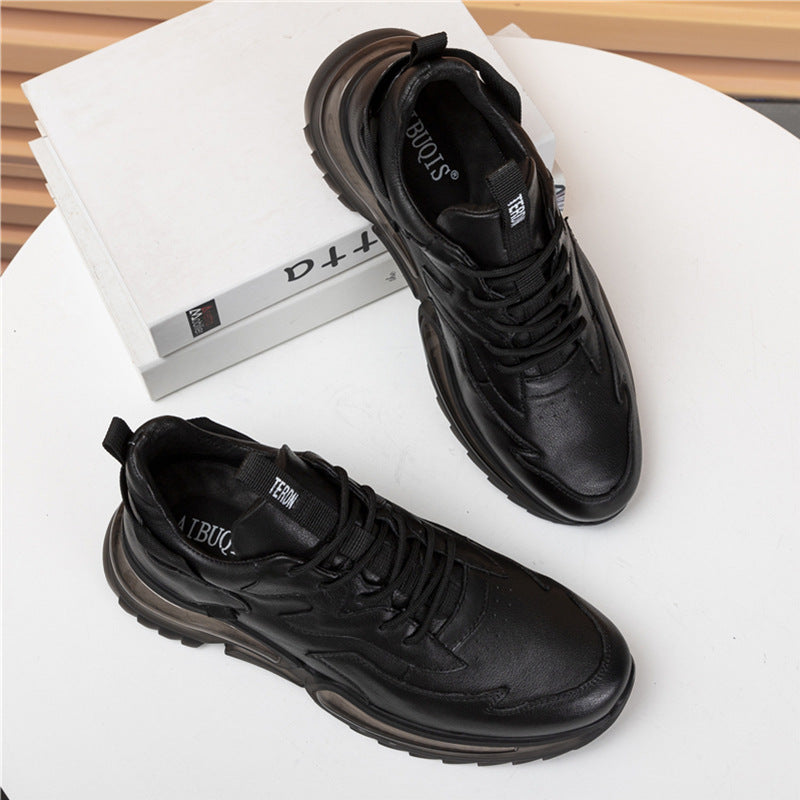 Men's First Layer Cowhide Lace Up Comfortable Sneakers
