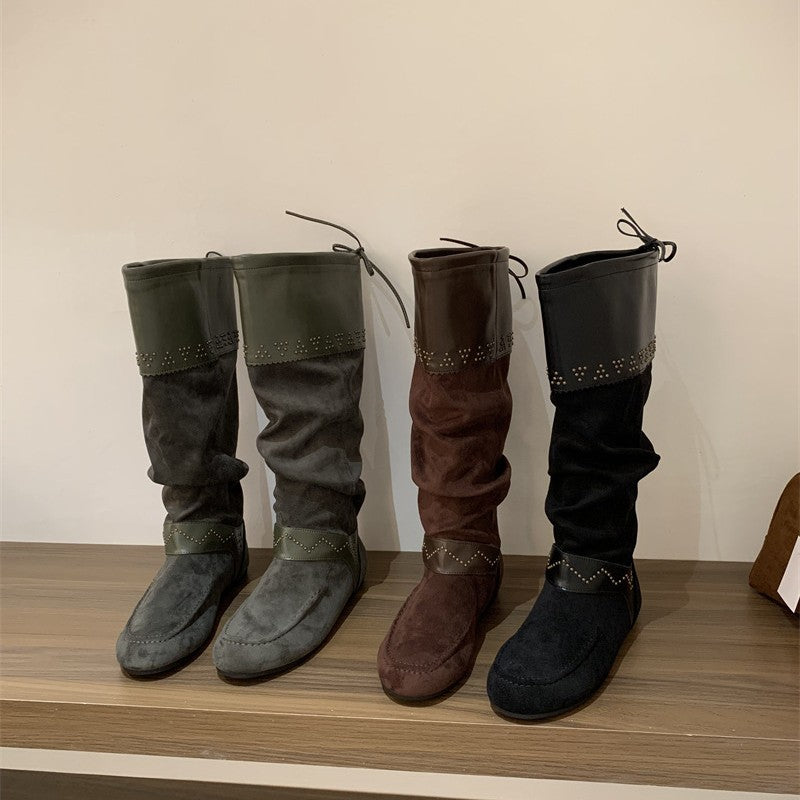 Women's Rivet Height Increasing Insole Western Cowboy Boots