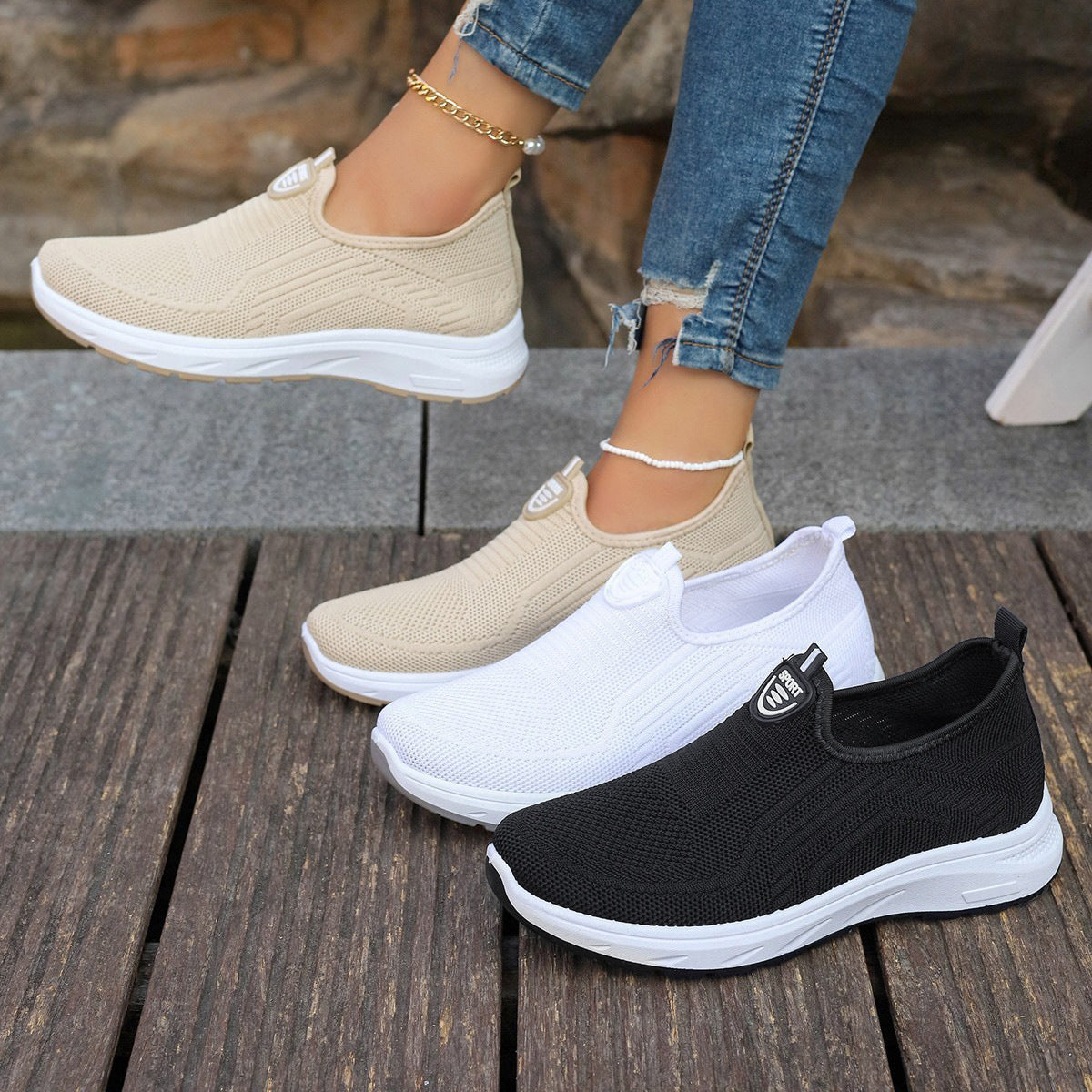 Women's Breathable Plus Size Soft Bottom Lightweight Casual Shoes