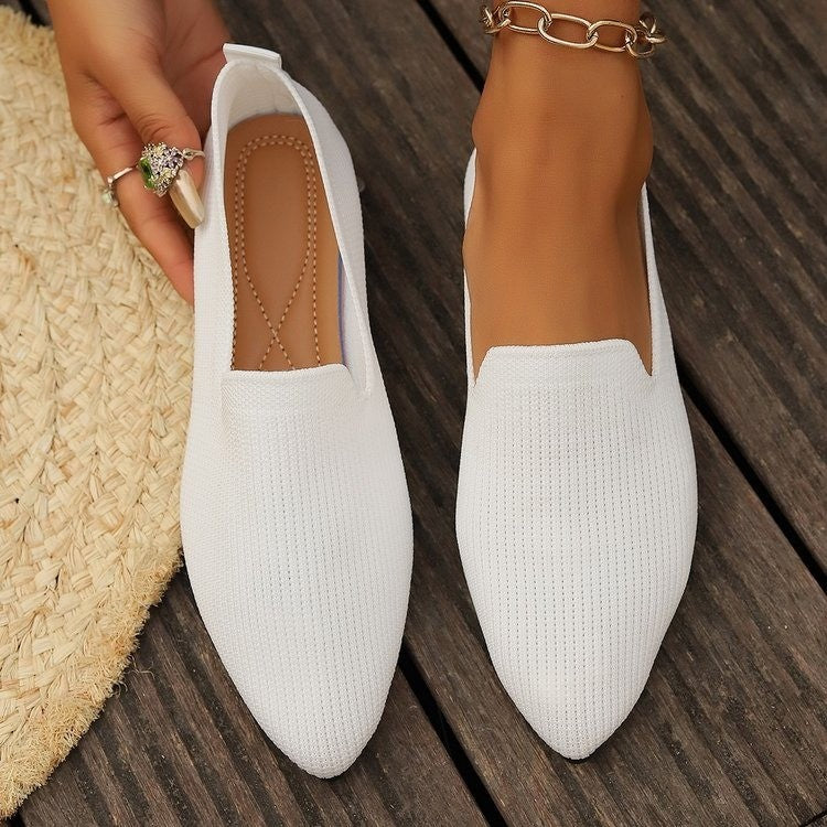 Women's Plus Size Pointed Toe Flat Pumps Slip-on Casual Shoes