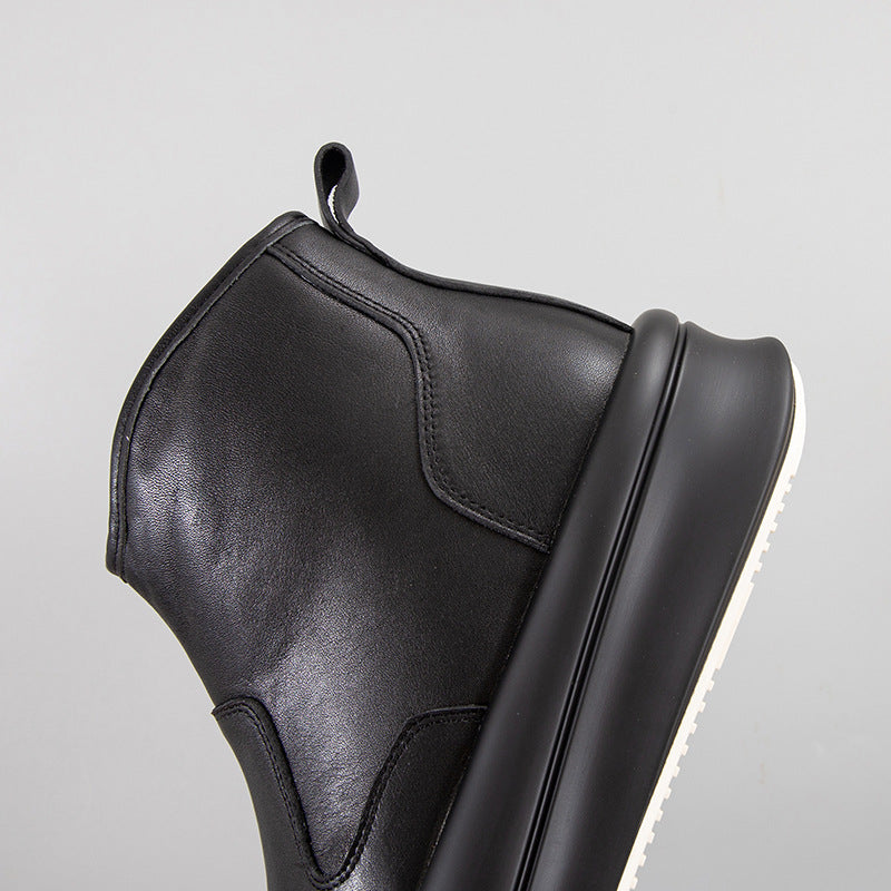 Men's Cowhide Ankle Fashion Thick Bottom Increased Boots