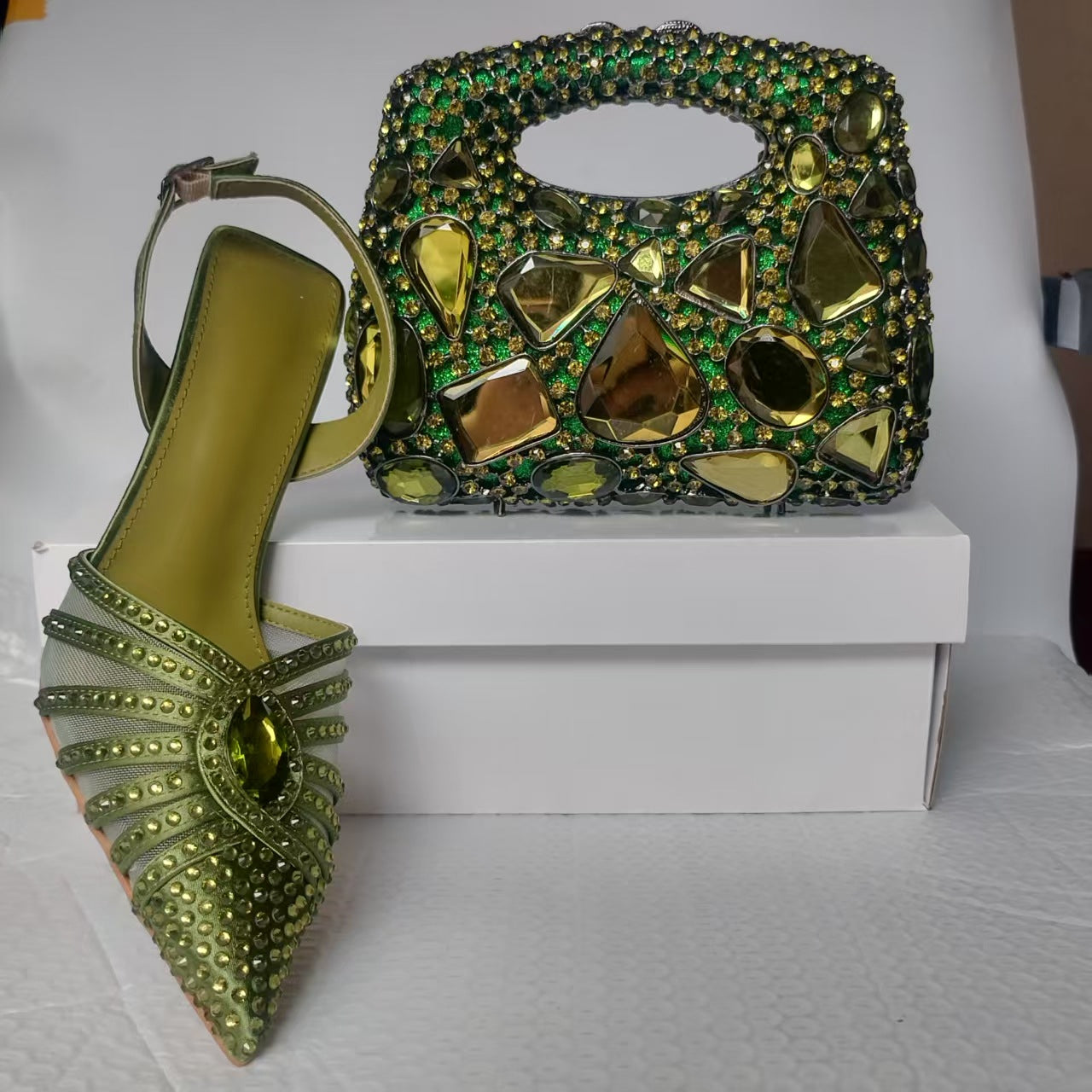 Women's Diamond Pointed Crystal Rhinestone Summer Heels