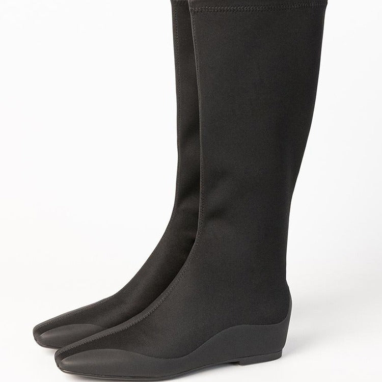 Women's Insole Skinny Stretch Square Toe Knitted Boots