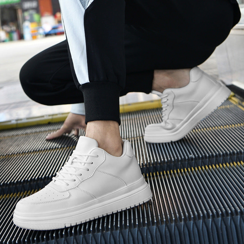 Men's Increasing Thick Bottom White Platform Spring Low Casual Shoes