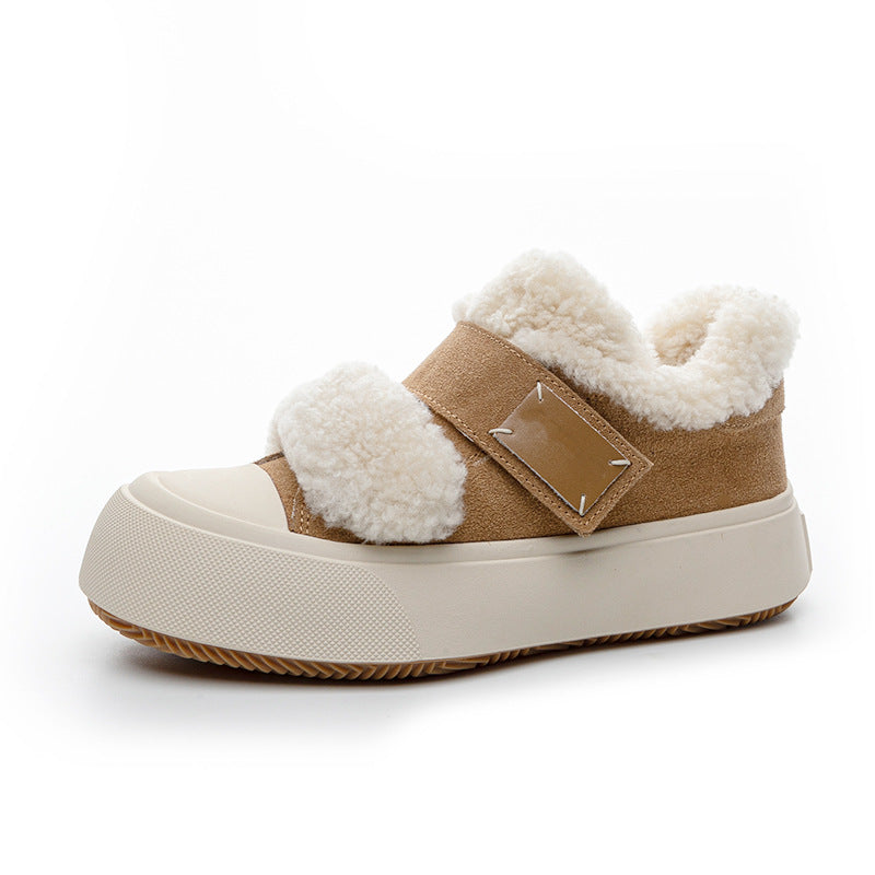 Women's With Veet Wool Outdoor Fluffy Winter Genuine Women's Shoes