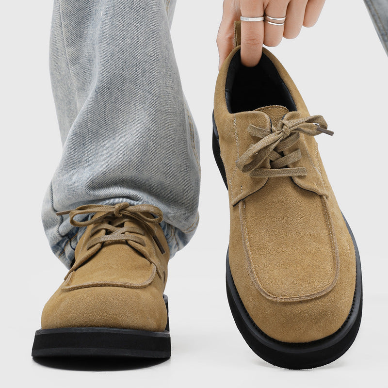 Men's Derby Big Head Retro Style Business Wear Men's Casual Leather Shoes