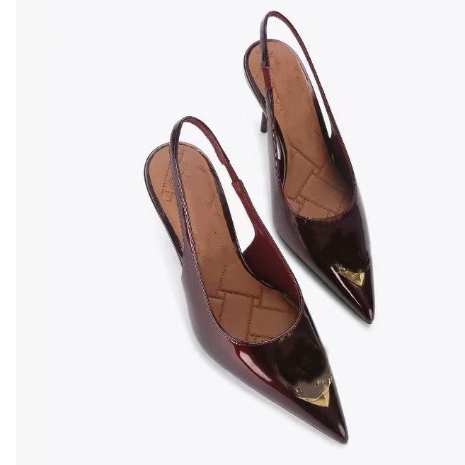 Pointed Toe Stiletto Rhinestone Eagle Head High Heeled Sandals