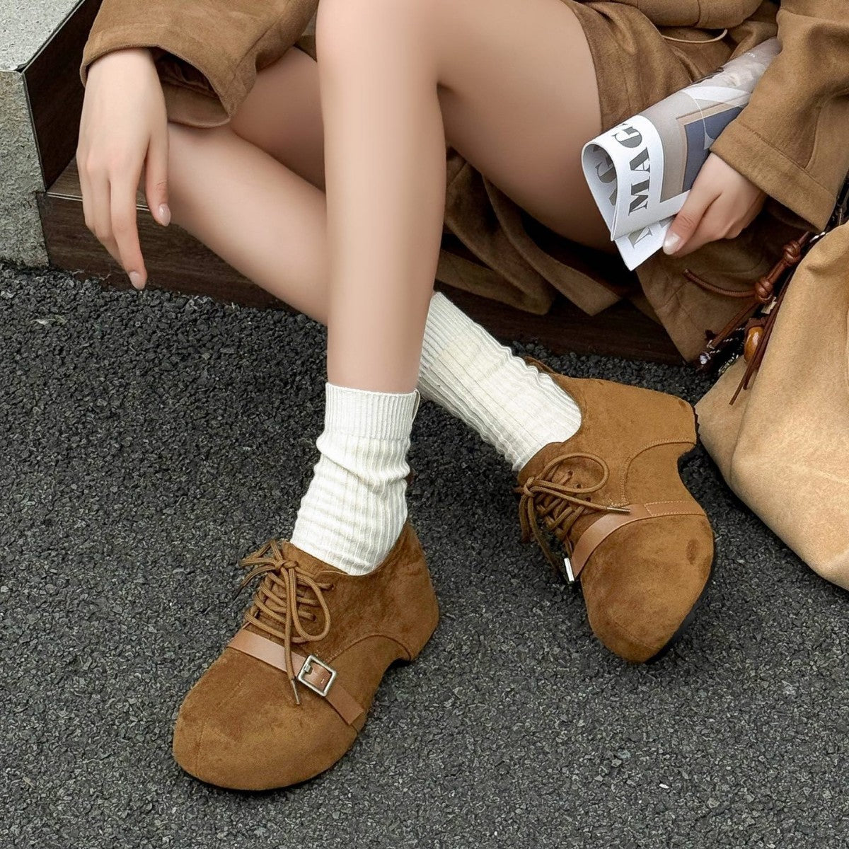 Women's Invisible Height Increasing Insole All-inclusive Thick Bottom Fleece-lined Small Ugly Women's Casual Shoes