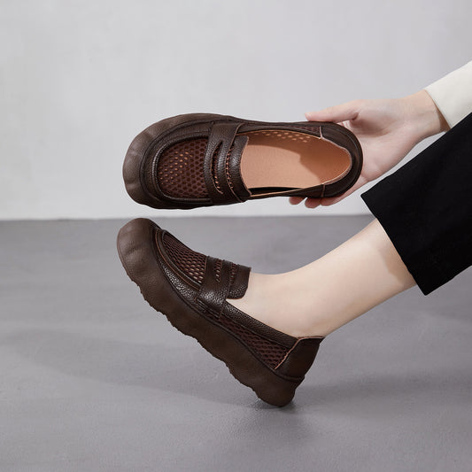 Women's Retro Breathable Hole Mesh Soft Bottom Heels