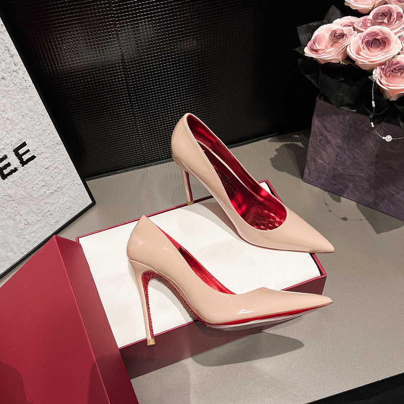 Women's Rhinestone Pumps Red High Sexy Beautiful Women's Shoes