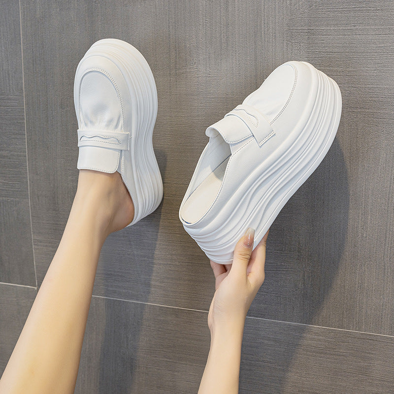 Women's Half Summer Wear Genuine Thick Bottom Platform Slippers