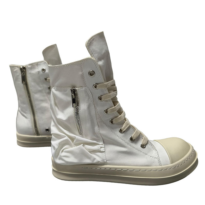 Men's Cloth Solid Color Sports Lace Up Round Men's Board Shoes