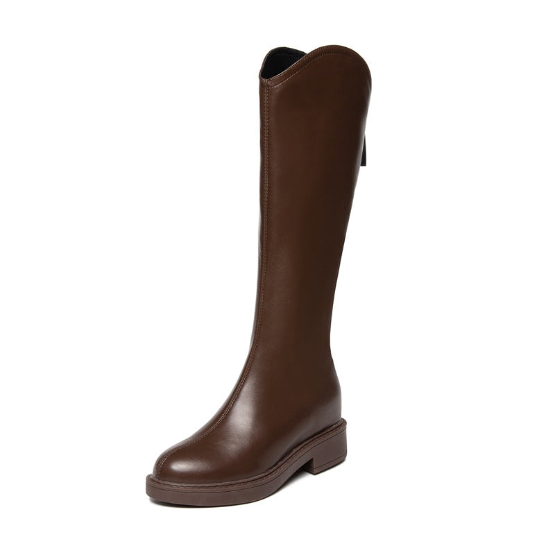 Height Increasing Insole Knight Small Thick Bottom Below The Knee Women's Leather Boots