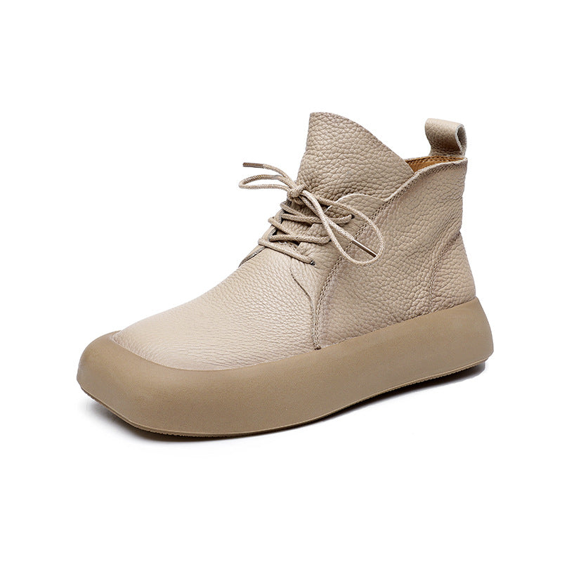 Women's Square Toe Martin Short Fashion Lychee Boots