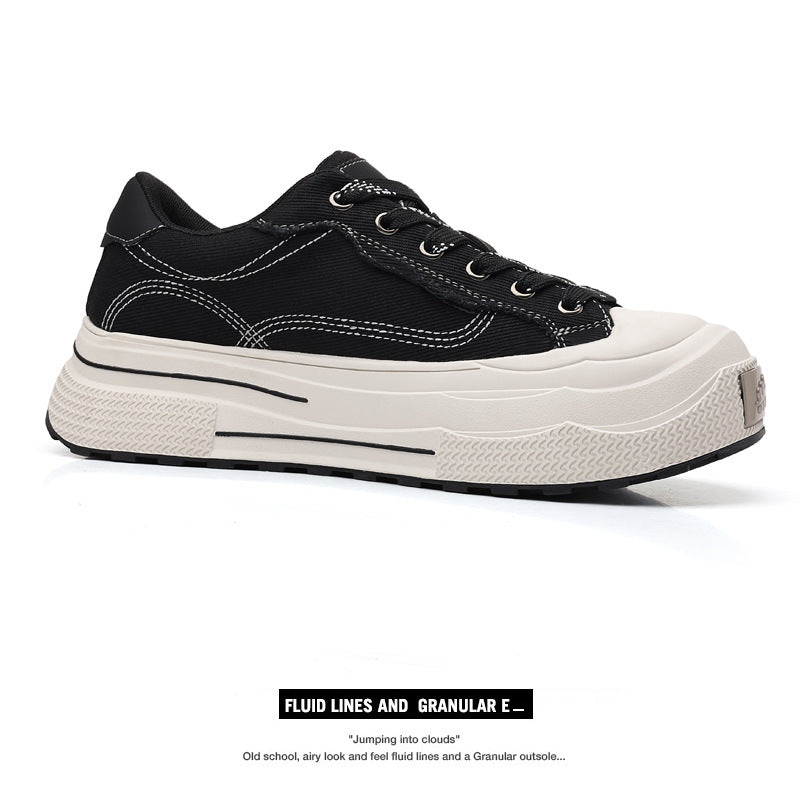 Versatile Fashionable Breathable Platform Retro Black Canvas Shoes