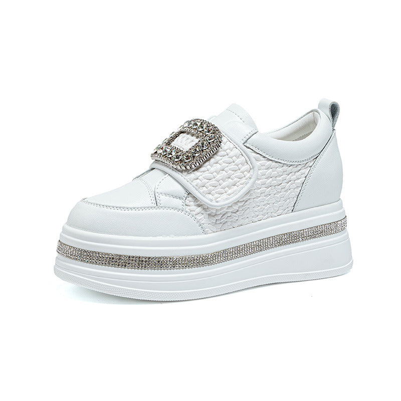 Women's White Lightweight Exercise Thick-soled Small Women's Casual Shoes