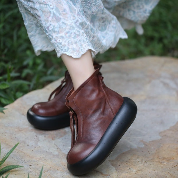 Women's Ankle Authentic Doll Head Platform Front Boots